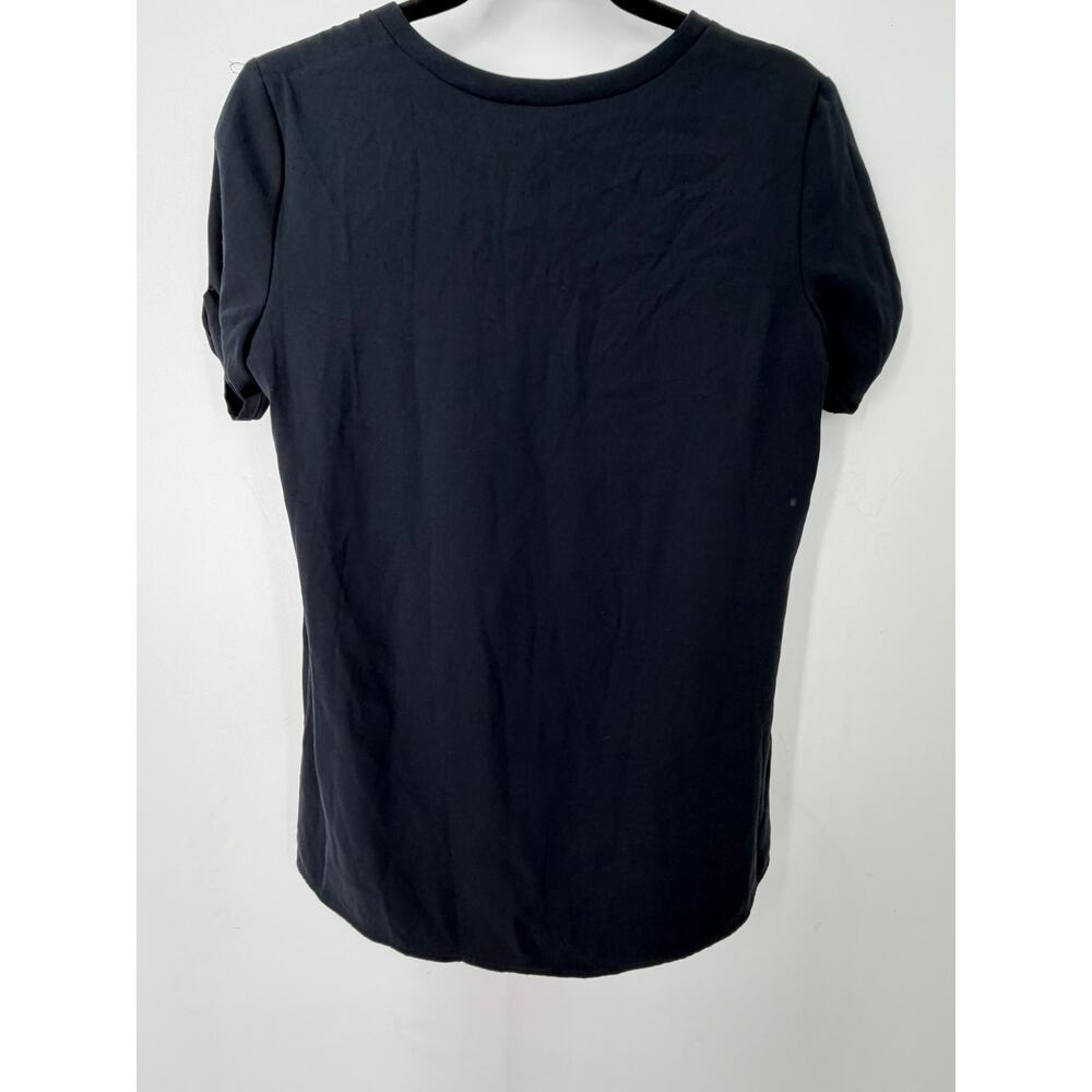THEORY S T-shirt scoop neck cotton tee top black quiet luxury minimalist - Picture 5 of 9